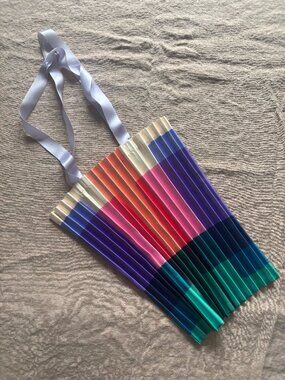 WS& Color Blocked Pleated Satin Tote Bag